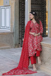 Premium Red Floral Printed Anarkali Kurta Set with Matching Dupatta