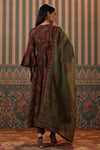 Premium Olive Green Paisley Printed Anarkali Kurta Set with Cotton Dupatta